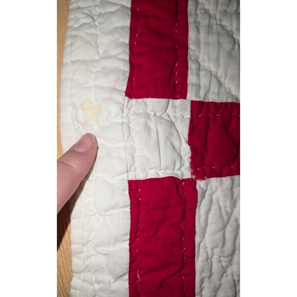 Redwork Colonial Embroidered Quilt Early 1900s Twin 83x67 Pioneer Hand quilted - Picture 9 of 16